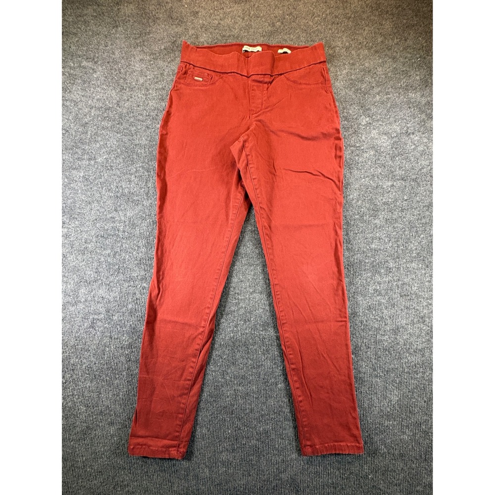Nine West Heidi Pull On Skinny Jeans Women 8 Burnt Orange Brick Red Stretch Pant